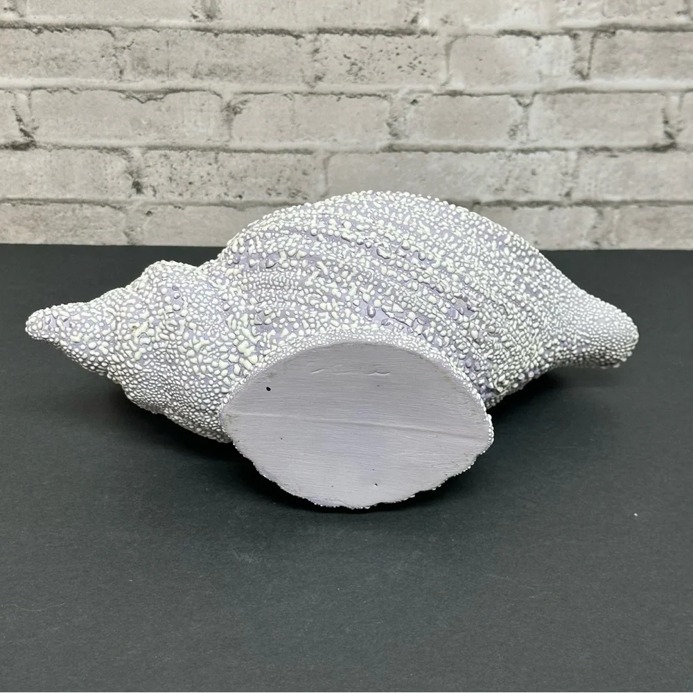 Conch Shell Shaped White Purple Ceramic Decor Cobblestone Pebble Glaze
